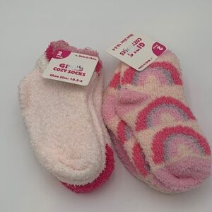 Girls Cozy Socks Set - Pink and White girls size 10.5-4